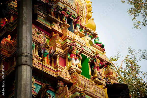 Obraz South Indian Temples Intricate Old Gopuram Architecture in Malleshwaram Bangalore