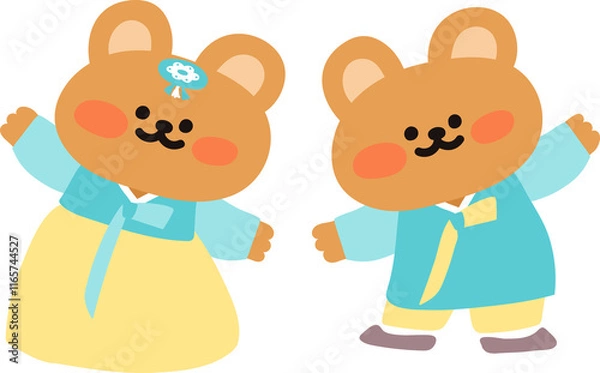 Fototapeta 설날 인사 하는 곰돌이