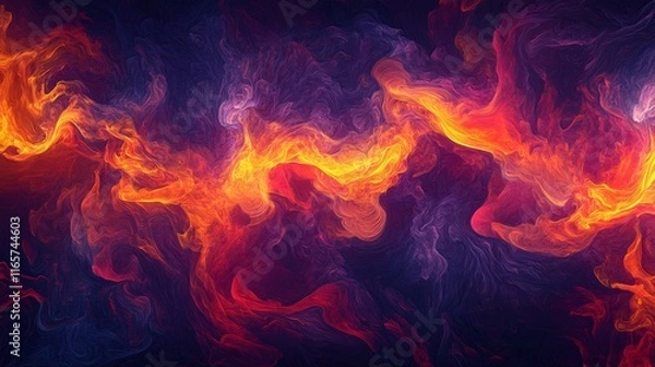 Obraz Flames of bright colors on a dark background, created with Generative AI technology