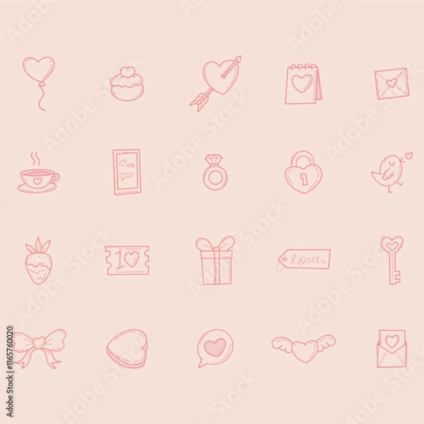 Obraz Valentines Day Doodles
