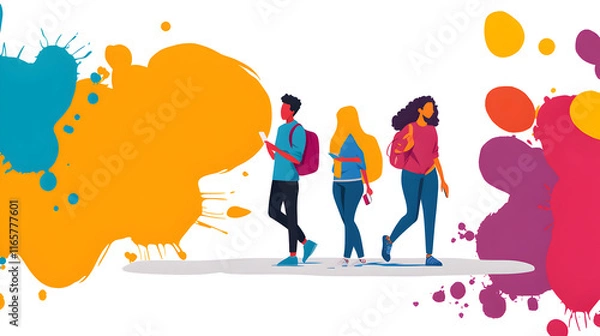 Fototapeta landing page image for Bright and energetic conference for youth, modern design, diverse speakers, networking, and innovation., wide and clear background, simplicity, empty for text area, negative spa