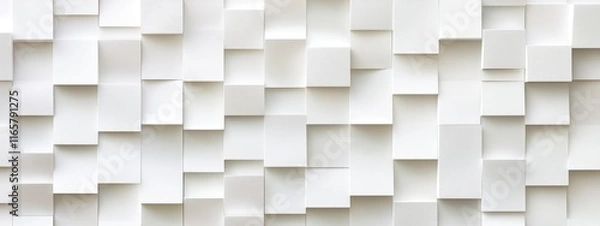 Fototapeta Abstract white 3D cube pattern wall texture.