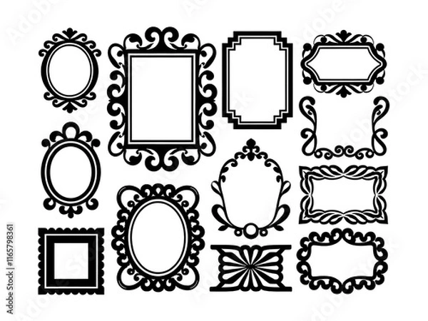 Fototapeta Border frames set vector illustration isolated on white background