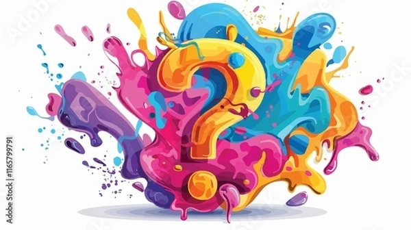 Obraz Creative Question Mark Color Splash Cartoon Concept