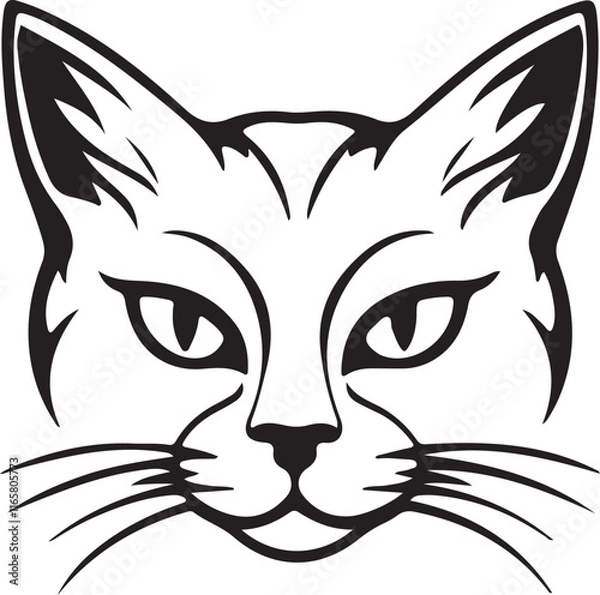 Obraz black and white cat face