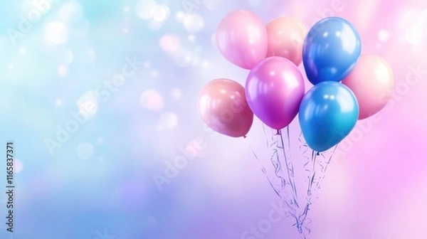 Fototapeta Colorful Balloons with Soft Blurry Background for Celebrations
