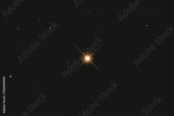 Obraz The Aldebaran (alpha Tauri) star in Taurus constellation, taken with amateur telescope.