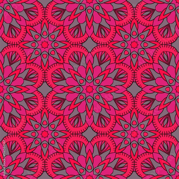 Obraz Seamless pattern. Decorative pattern with mandalas in beautiful colors. Vector background