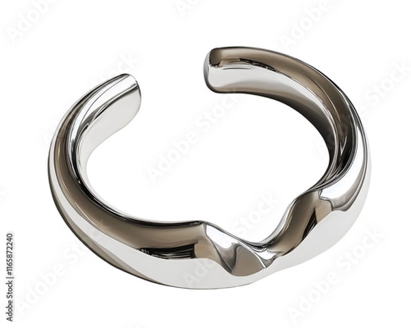 Obraz Stylish silver ring on white isolated background.