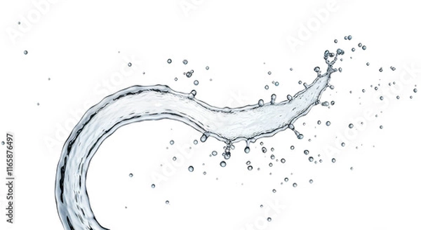 Fototapeta Crystal-Clear Water Splash Forming Arc with Droplets Isolated on Transparent Background.