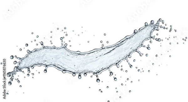 Obraz Refreshing Water Splash Arc with Frozen Droplets Scattering on Transparent Background.