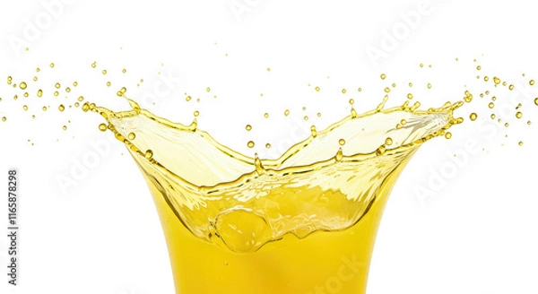 Obraz Energetic Lemonade Splash with Droplets on Transparent Background.