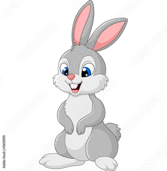 Obraz Cute littile bunny isolated on white background 