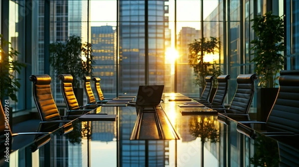 Obraz これからミーティングが始まりそうな会議室の画像