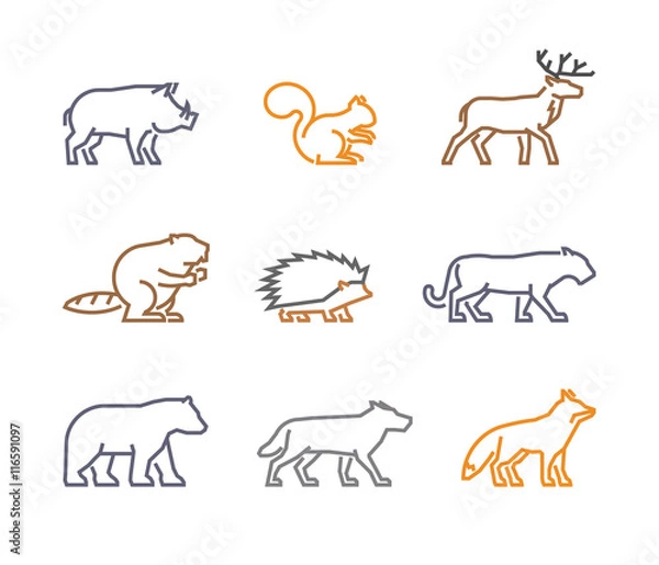 Fototapeta Vector set figures of wild animals