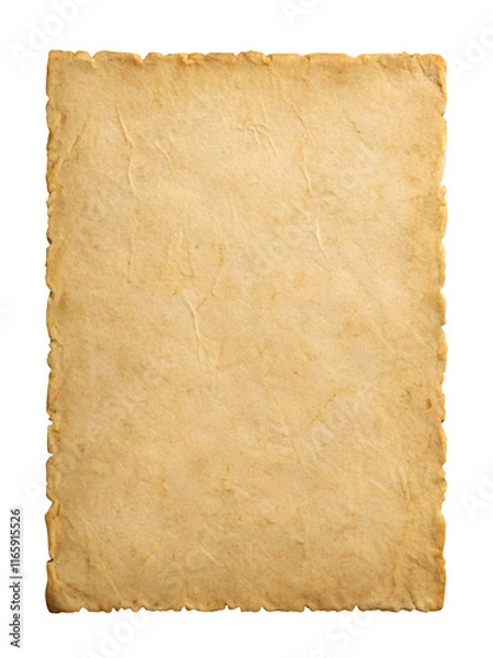 Fototapeta Old paper texture with age mark, blank piece of a torn old paper isolated on transparent background. Old vintage paper texture background blank piece of a torn old paper warp isolated on transparent b