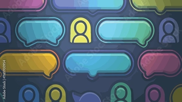 Fototapeta Professional Group Chat Bubbles and Forum Discussion with Multiple People