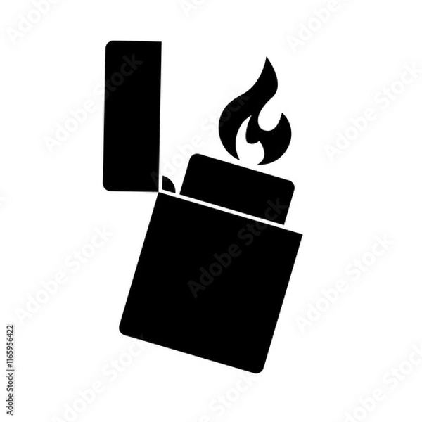 Fototapeta Igniting lighter silhouette icon. Vector.