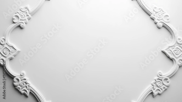 Fototapeta White Ornate Frame Design Elegant Background