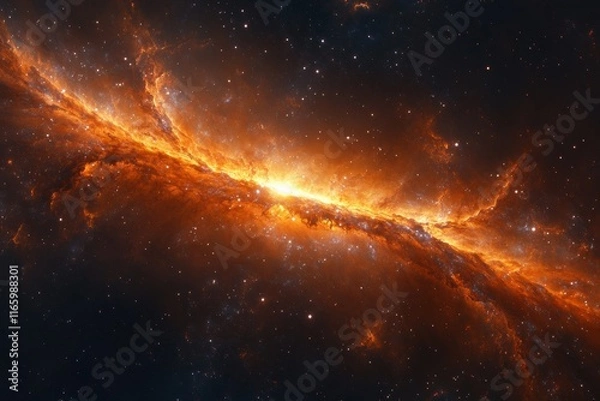 Obraz Bright orange galaxy with a bright yellow star in the middle