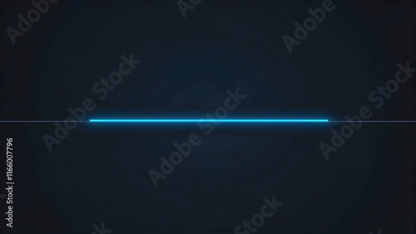 Fototapeta A simple linear neon blue light matching color with the backplate, use as background or graphic resource