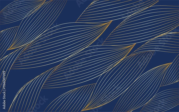 Obraz Golden lines pattern background. Luxury gold Line arts wallpaper. Design for cover, invitation background, packaging design, fabric and print. Vector illustration.