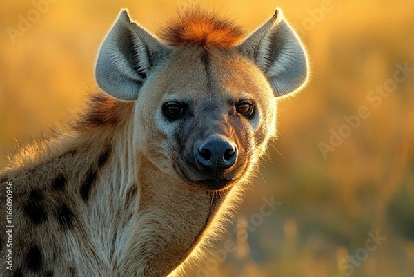 Fototapeta A close-up view of a hyena in its natural habitat, perfect for illustrating articles about wildlife or conservation