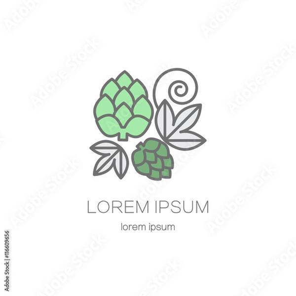 Obraz Hop cones line logo