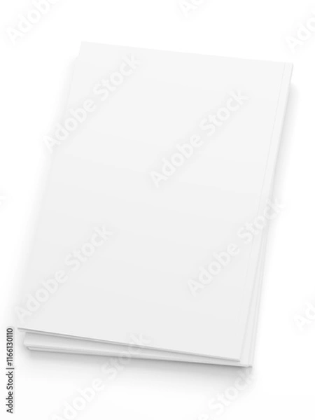 Fototapeta Open magazine with a glued binding. Vertical A4 format.