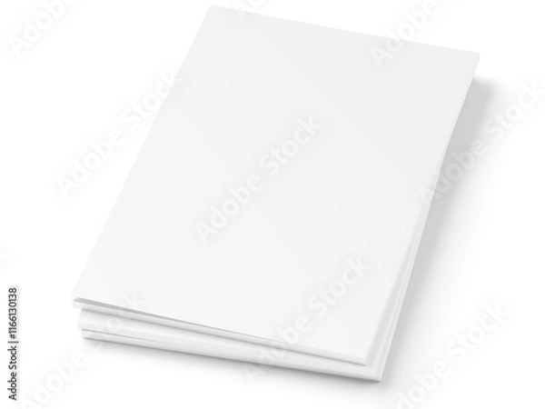 Fototapeta Open magazine with a glued binding. Vertical A4 format.