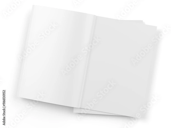 Fototapeta Open magazine with a glued binding. Vertical A4 format.