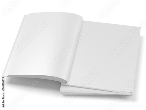 Fototapeta Open magazine with a glued binding. Vertical A4 format.