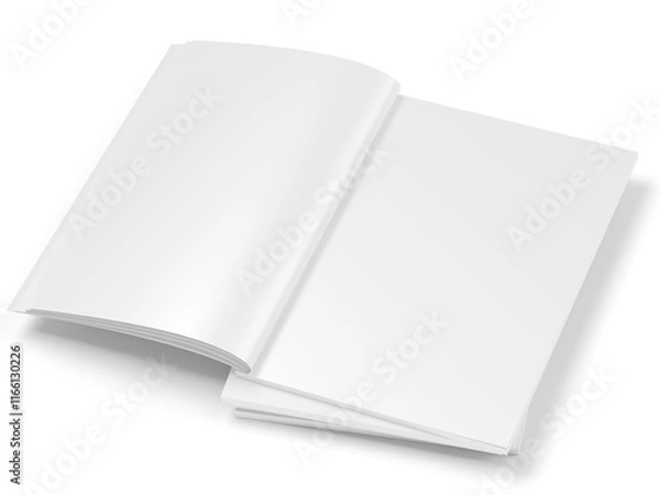 Fototapeta Open magazine with a glued binding. Vertical A4 format.