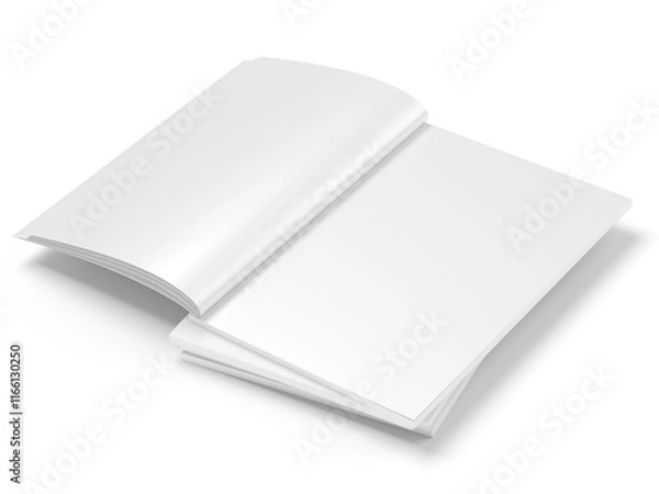 Fototapeta Open magazine with a glued binding. Vertical A4 format.
