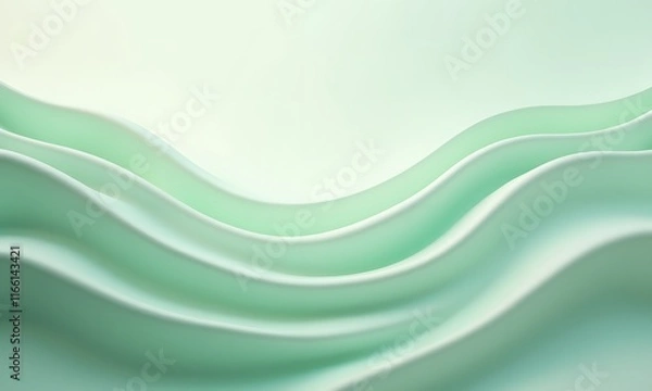 Fototapeta Abstract Blue and Green Wavy Background with Dynamic Flow and Artistic Curves, High quality wallpaper, Generative Ai