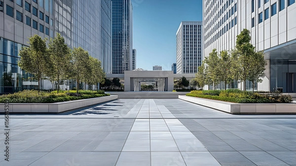 Obraz San Francisco modern urban plaza with sleek landscaping and open design minimalist cityscape