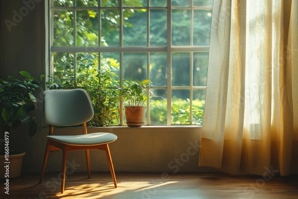 Fototapeta Soft Light by Window in Simple Home Interior