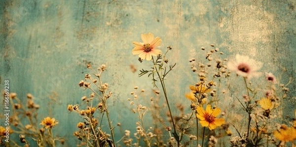 Obraz Wildflowers Bloom Against Textured Background