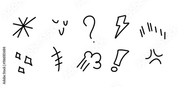 Obraz Comic Doodle Illustration Set | Minimalist Vector for Fun and Dynamic Designs