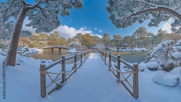 Fototapeta 雪景色の兼六園