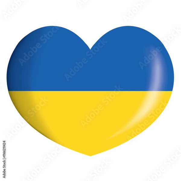 Fototapeta Icon representing a heart button with the flag of Ukraine. Ideal for catalogs of institutional materials and geography