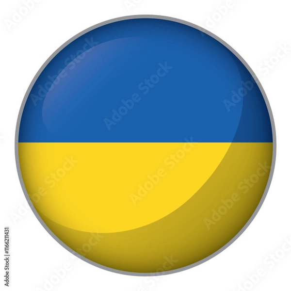 Fototapeta Icon representing a round button with the flag of Ukraine. Ideal for catalogs of institutional materials and geography