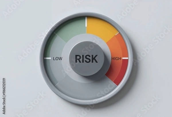 Obraz Risk assessment dial showing levels from low to high A visual representation of risk management and control