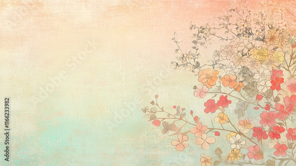 Fototapeta 和柄-梅と菊