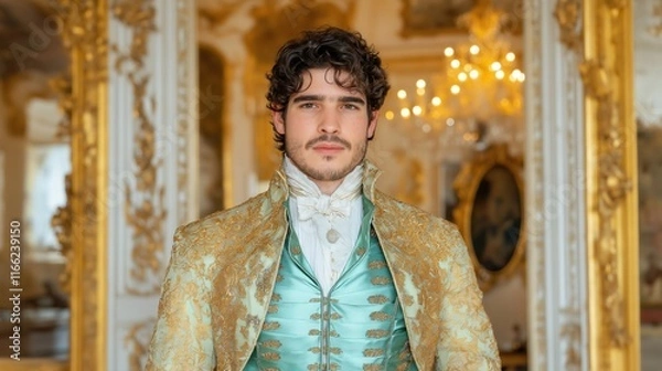 Obraz Charming man in elegant historical costume with ornate gold details