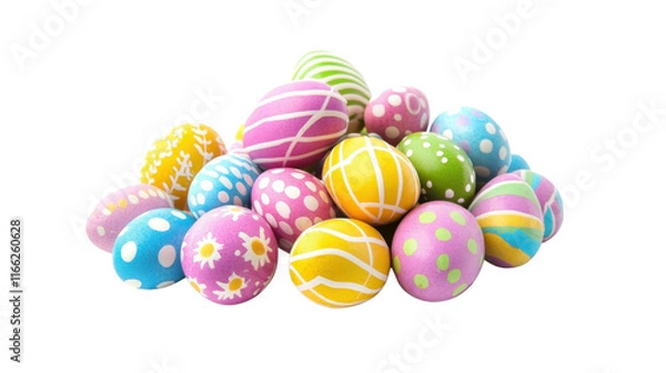 Obraz Colorful chocolate Easter eggs transparent background