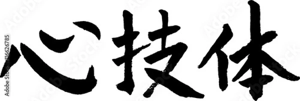 Fototapeta 心技体 手書きの筆文字