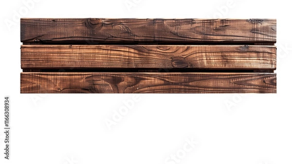 Fototapeta A wooden fence with a brown color. The fence is long and has a wooden texture