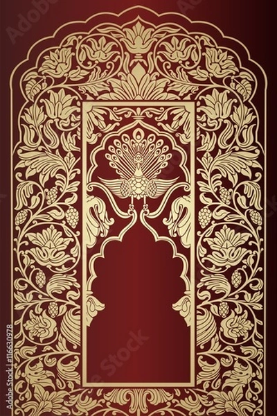 Fototapeta peacock, feathers ,wedding card design, royal India