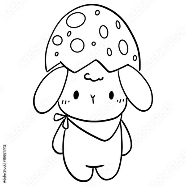 Fototapeta Cute bunny rabbit Easter egg cartoon for Easter day kids coloring page
